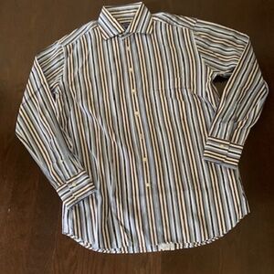Men's woven striped dress long sleeves shirt